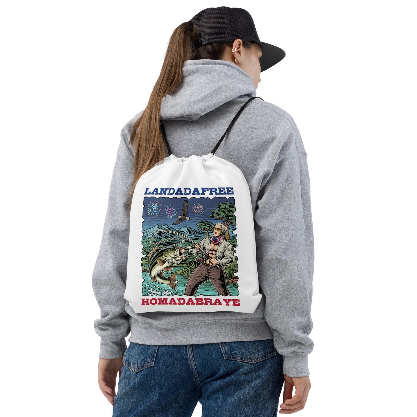 'Landadafree' Drawstring bag