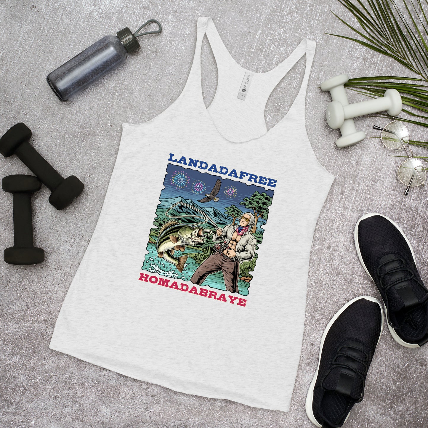 'Landadafree' Women's Racerback Tank