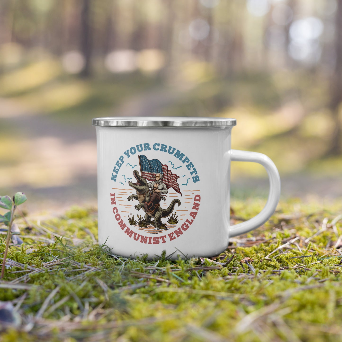 'Keep Your Crumpets' Enamel Mug