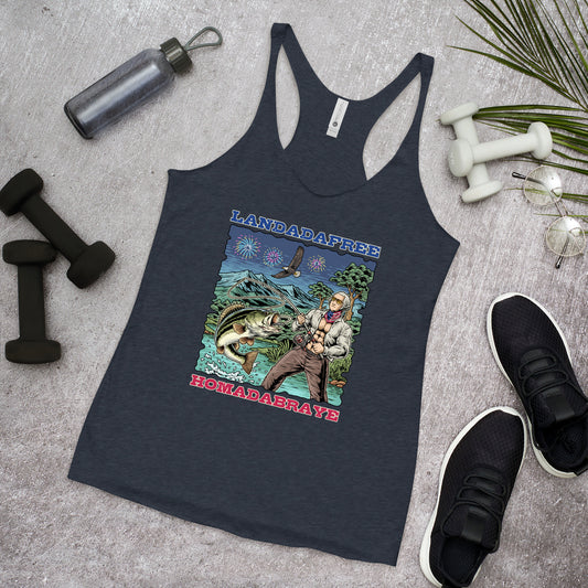 'Landadafree' Women's Racerback Tank